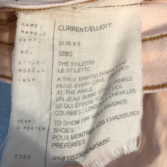 Current/Elliott pink stiletto distressed jean s 25 - Picture 8 of 9